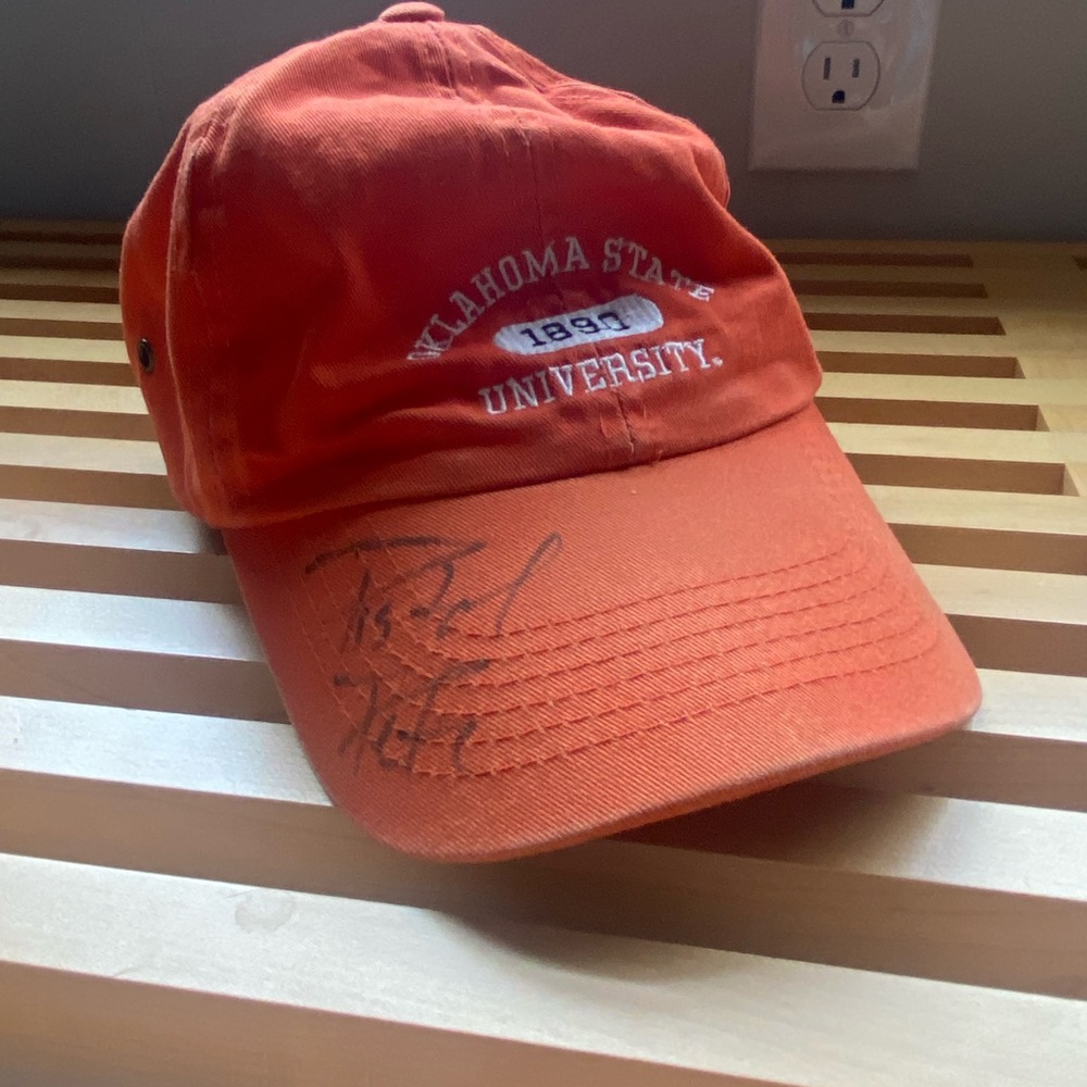 Oklahoma State Cowboys Baseball Cap Hat Pistol Pete autograph Jones & Mitchell